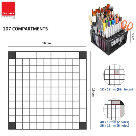 Black Brush Holder Stand Pencil Sketch Pen and Marker Organizer by Isomars