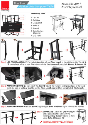 Isomars 24"/61cm Wide Made In India Desktop & Laptop Multipurpose Adjustable Table & Computer Workstation - Useful for Using Gadgets Like Desktop, Laptop, Tab/iPad, Mobile Phone etc (Black)