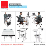 Isomars 24"/61cm Wide Made In India Desktop & Laptop Multipurpose Adjustable Table & Computer Workstation - Useful for Using Gadgets Like Desktop, Laptop, Tab/iPad etc (White)
