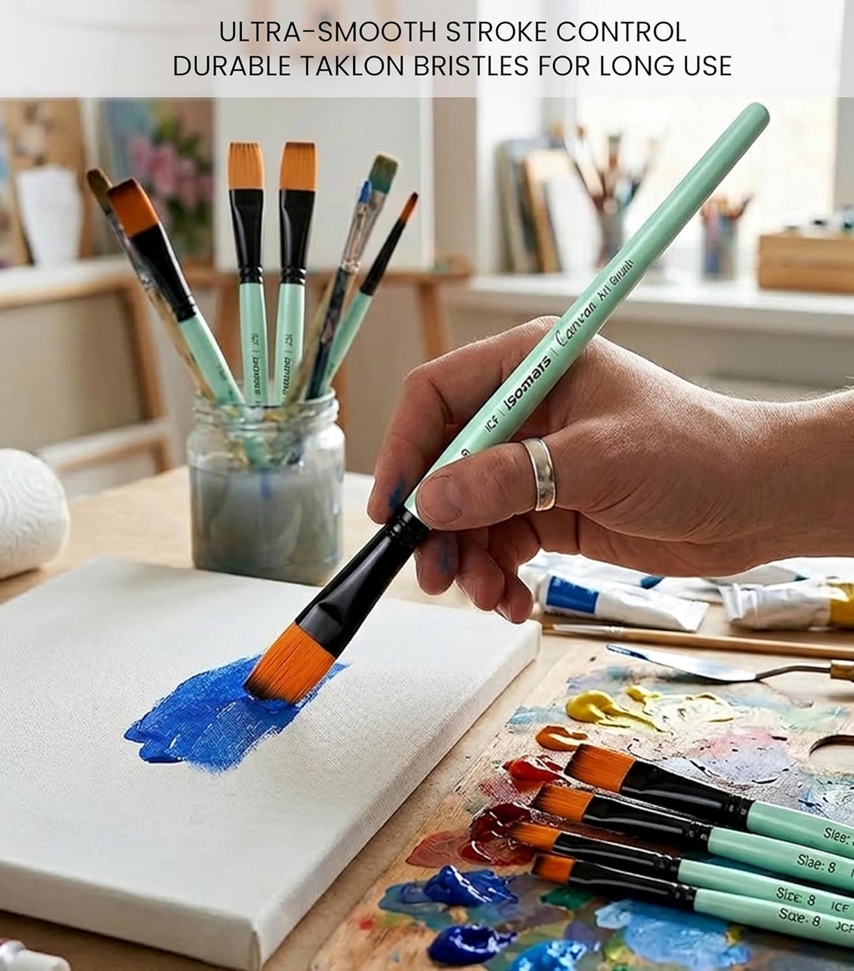 Professional Flat Paint Brush Kit for Students Hobbyists and Artists
