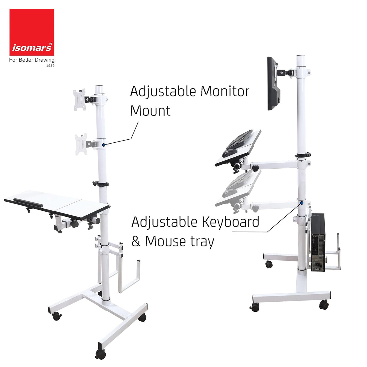 Complete Desktop Workstation with Adjustable Screen Mount and Keyboard Tray
