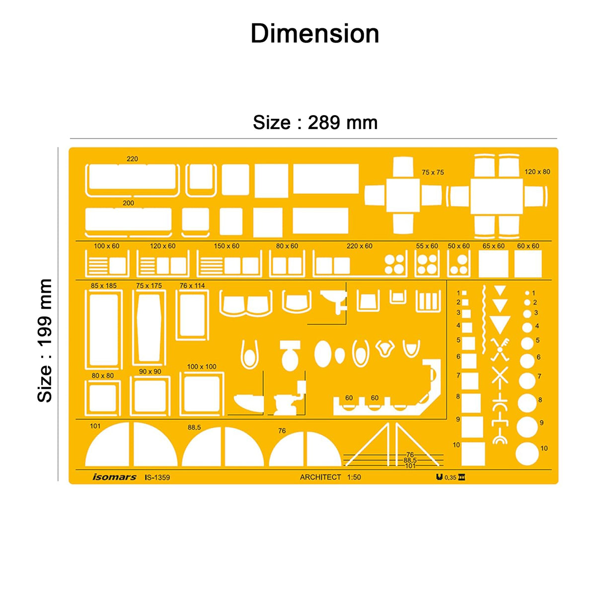 Isomars Designing Templates Combo Set of 11 | Architectural, Engineering & Interior Design Drafting Templates with Broad Scale Ruler for Technical Drawing, CAD Sketching & Planning