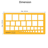 Isomars Square Template Drawing Stencil | Precision Geometric Square Drafting Template with 34 Square Sizes | Technical Drawing Tool for Architects, Engineers, Designers, Artists & Students
