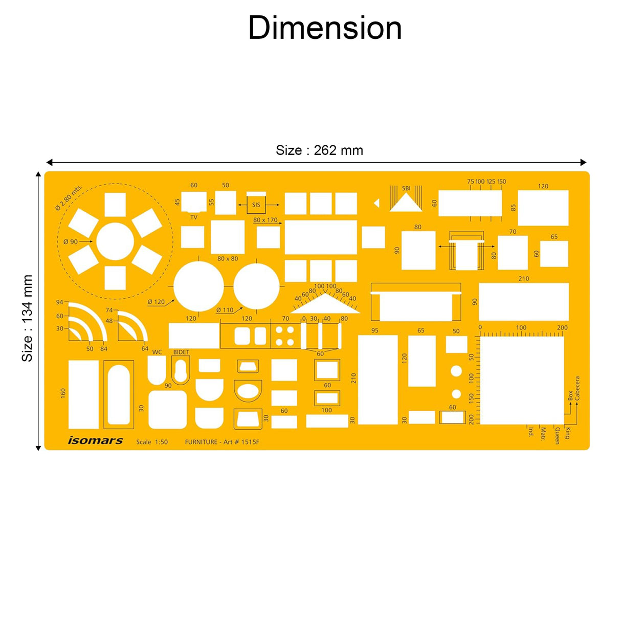 Isomars Architect Furniture Template Scale 1:50 | Professional Interior Design & Furniture Layout Drafting Stencil | Transparent Drawing Template for Architects, Interior Designers, Engineers & Students