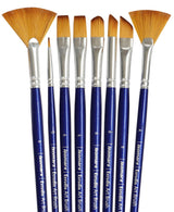 Isomars Estudio Artist Paint Brush Set of 7 | Professional Synthetic Long Handle Art Brushes for Acrylic, Watercolor, Oil & Gouache Painting | Mixed Flat, Round, Filbert, Fan, Angular & Detail Brushes