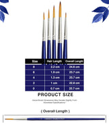 Isomars Estudio Round Paint Brush Set of 5 | Professional Synthetic Long Handle Round Artist Brushes for Fine Detailing, Line Work, Outlining & Blending | Acrylic, Watercolor, Oil & Gouache Painting