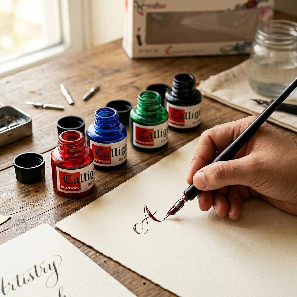 Calligraphy Ink (Set of 10) with FREE Straight and Oblique Holders