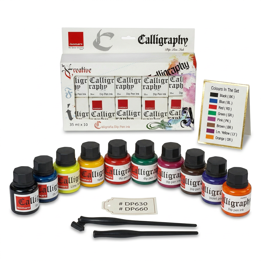 Calligraphy Ink (Set of 10) with FREE Straight and Oblique Holders