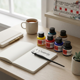 Calligraphy Ink (Set of 10) with FREE Straight and Oblique Holders