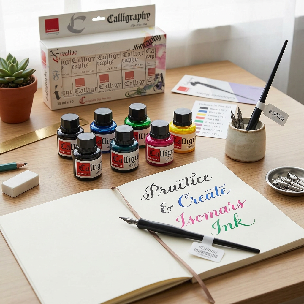 Calligraphy Ink (Set of 10) with FREE Straight and Oblique Holders