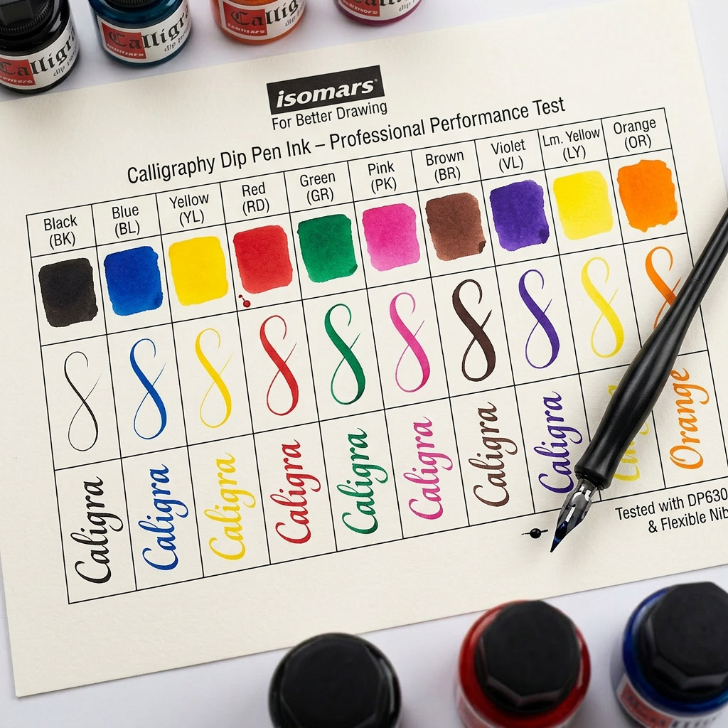 Calligraphy Ink (Set of 10) with FREE Straight and Oblique Holders