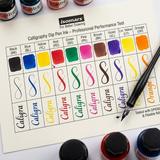 Calligraphy Ink (Set of 10) with FREE Straight and Oblique Holders