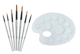 Isomars Drawing Brush Set Round Set of 7 with Colour Palette | Premium Golden Taklon Synthetic Artist Brushes with White Mixing Palette for Acrylic, Watercolor, Oil & Face Painting