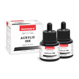 Isomars Acrylic Ink Black Set of 2, 35ml Each with Dropper