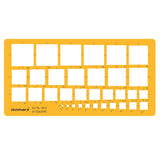 Isomars Square Template Drawing Stencil | Precision Geometric Square Drafting Template with 34 Square Sizes | Technical Drawing Tool for Architects, Engineers, Designers, Artists & Students