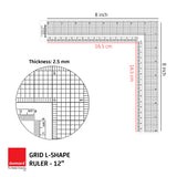 Isomars Grid L - Ruler 12" For Tailoring and General Purpose |Quilting Rulers for Fashion Designing