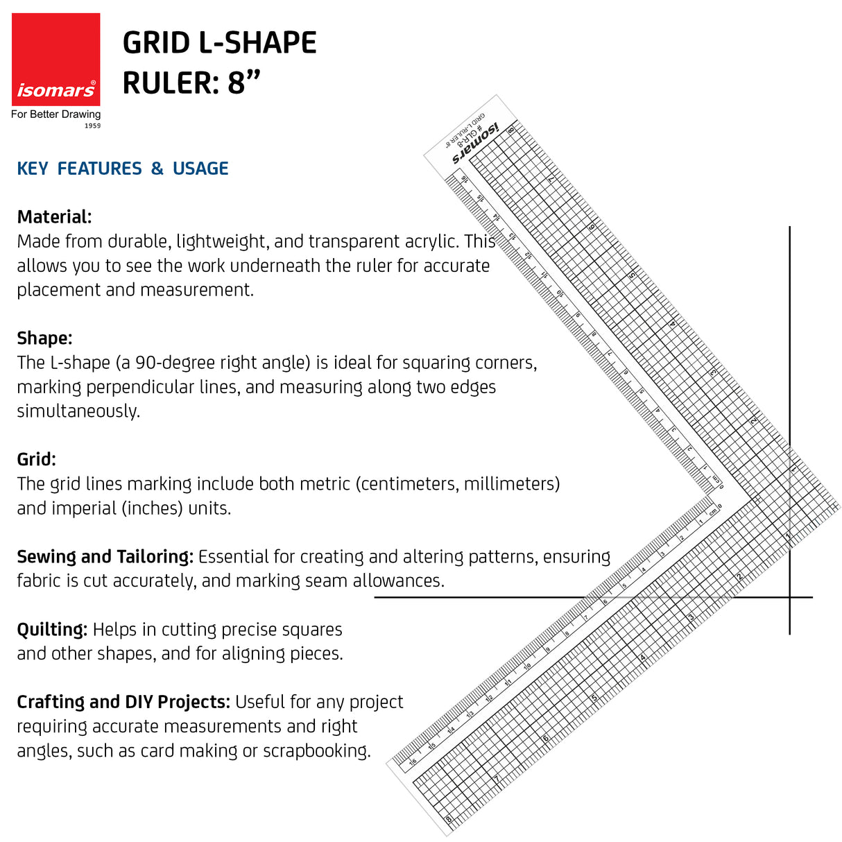 L Grid - Ruler 8"