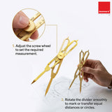 Isomars 6" Brass Proportional Divider with Storage Pouch for scaling, measuring, drawing, painting