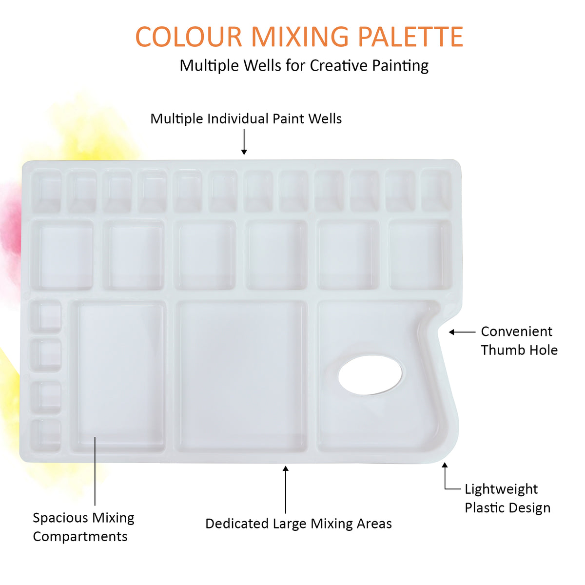 Isomars Artist Colour Palette, 25 Wells, Large Paint Mixing Tray