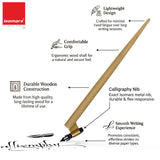 Isomars Oblique Wooden Calligraphy Holder with brass flange, English flex nib & mapping nib for elegant calligraphy and fine lettering