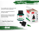Isomars Professional Acrylic Ink Forest Green 35 ml, Waterproof Dropper