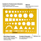 Isomars Geometric Combination Template Ruler | Multi-Shape Drawing & Drafting Stencil with Circles, Squares, Triangles, Hexagons, Arrows & Metric Scale for Architects, Engineers, Designers & Students