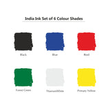 Waterproof Drawing Ink Set of 6 (35ml Each) with Dropper | Artist Ink for Calligraphy, Illustration, Airbrush & Technical Drawing