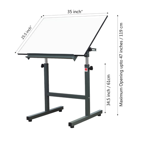 Isomars Scholar Drawing Table Stand With A1 Double-Sided Laminated Drawing Board | Height Adjustable 34.5–47 Inches | 0–180° Tilting Drafting Table for Artists, Architects & Designers(Green) - Isomars