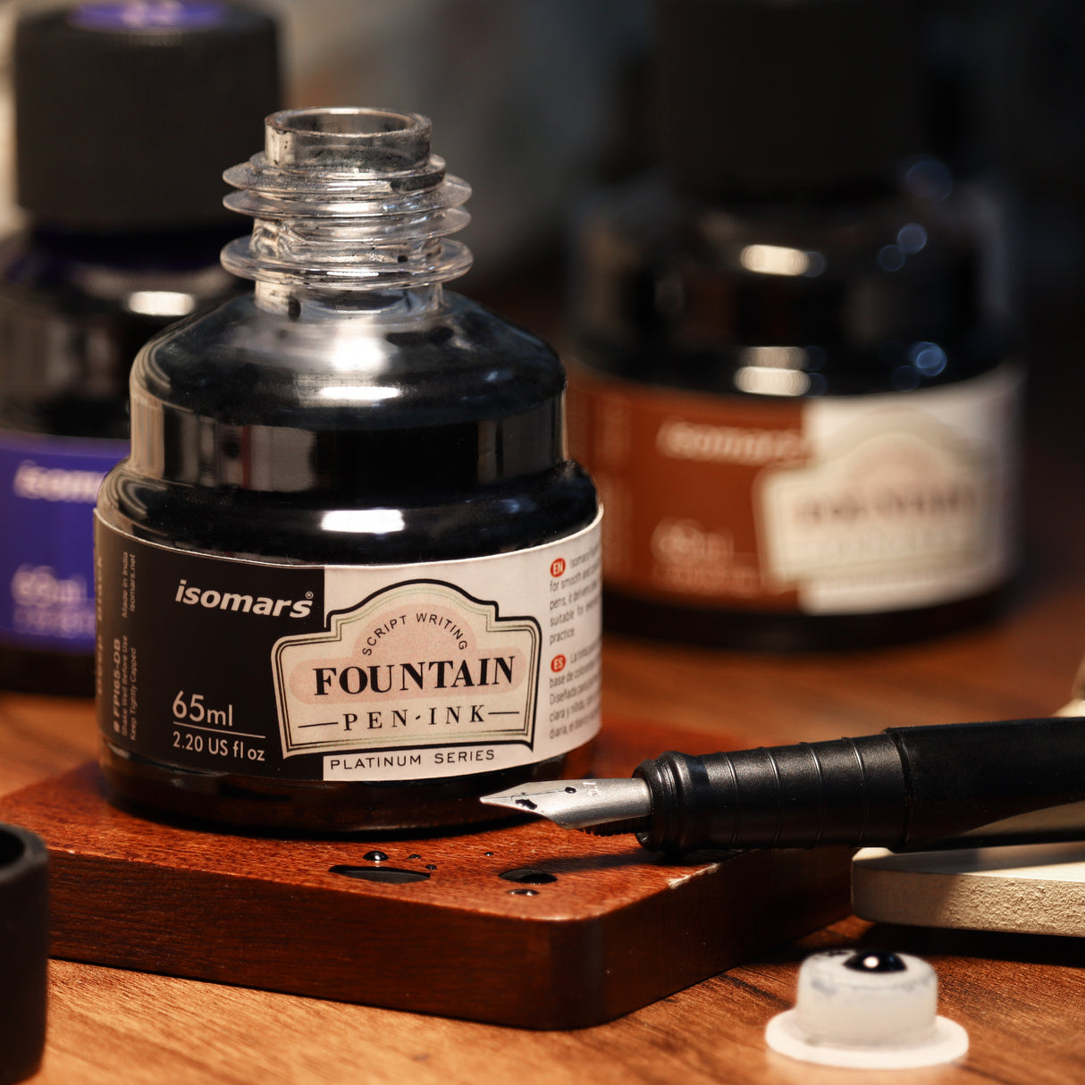 Isomars Fountain Pen Ink Set of 10 Colors, 65ml Each Bottle, Quick Drying, Non-Clogging Formula, Smooth Ink Flow, Vibrant Archival Inks for Fountain Pens, Calligraphy & Writing