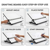 Isomars Adjustable Angle Drawing Drafting Board Combo With 2MM Pencil & Adjustable Set Square - A2 Size - 18.5" x 25" | Ideal for Architects, Engineers, Designers & Artists Students and Professionals