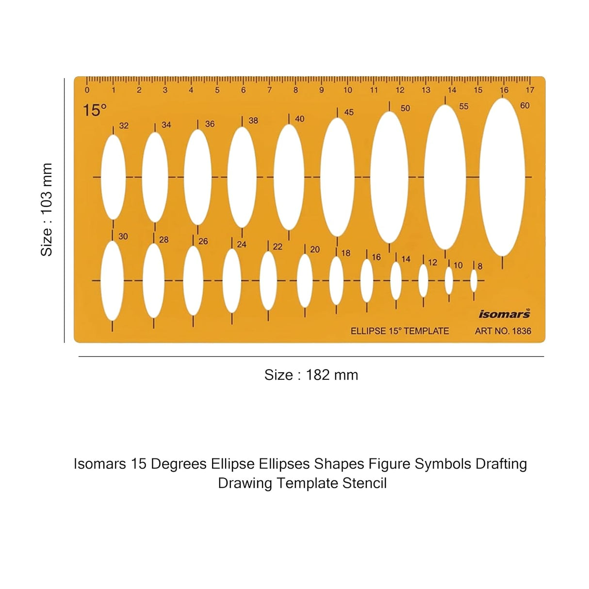 Isomars 15 Degrees Ellipse Ellipses Shapes Figure Symbols Drafting Drawing Template Stencil (15°)