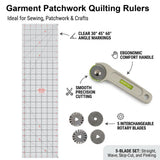 Isomars A3 Self-Healing Cutting Mat with 24 Inch Quilting Ruler & Rotary Cutter Set | Fabric Cutting Kit for Sewing, Tailoring, Quilting, Patchwork, Fashion Designing & Crafts