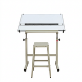 Isomars Scholar A1 Drafting Table with Parallel Scale & Metal Stool, Adjustable Height 35"–47", 0°–180° Tilting Drawing Board, Grey Drafting Desk for Architects, Artists & Engineers