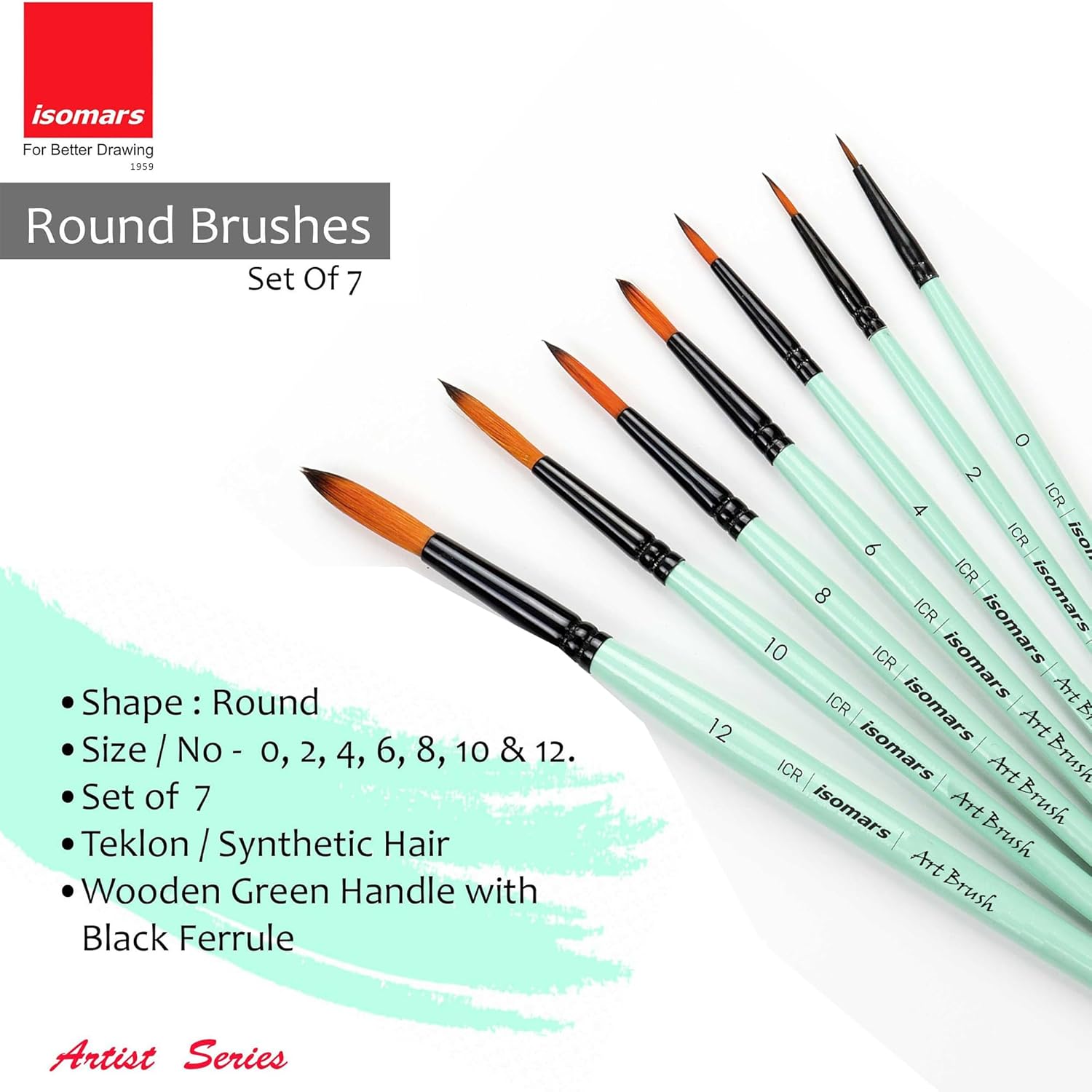 Isomars Artist Detailing Brush Kit with Wooden Handles and Synthetic Hair