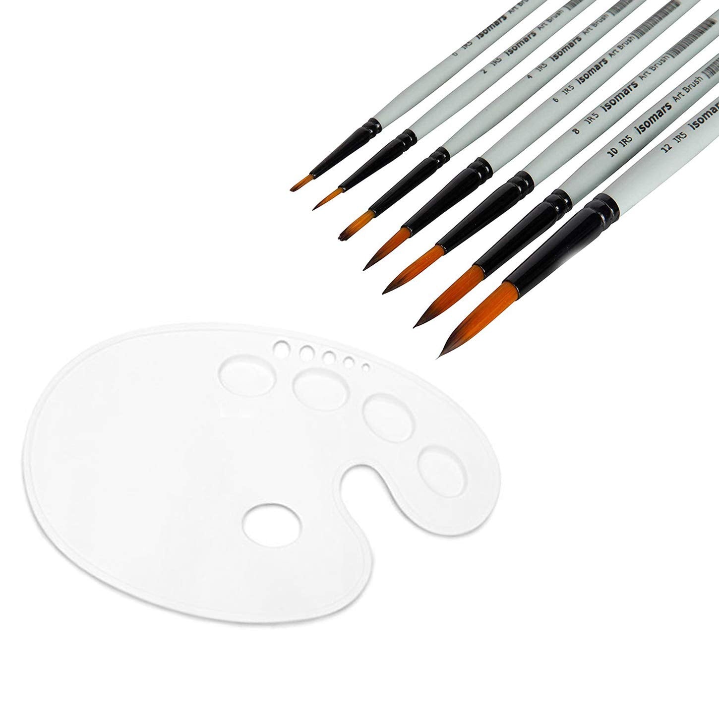Isomars Artist Paint Brush Set of 7 with White Color Palette Combo