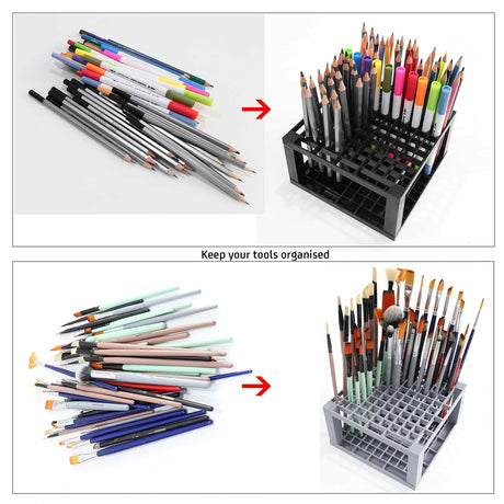 Isomars Black Tabletop Art Tools Organizer for Office Studio and Study Desk