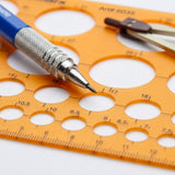 Isomars Circle Template Stencil with Multiple Diameter Sizes, Precision Geometry Drafting Tool with cm/mm Ruler, Degree Angle Guides & Smooth Round Edges for Students, Engineers, Architects & Designers