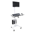 Isomars Computer Standing Desktop Workstation with Adjustable Monitor Mount White