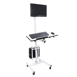 Isomars Computer Standing Desktop Workstation with Adjustable Monitor Mount White