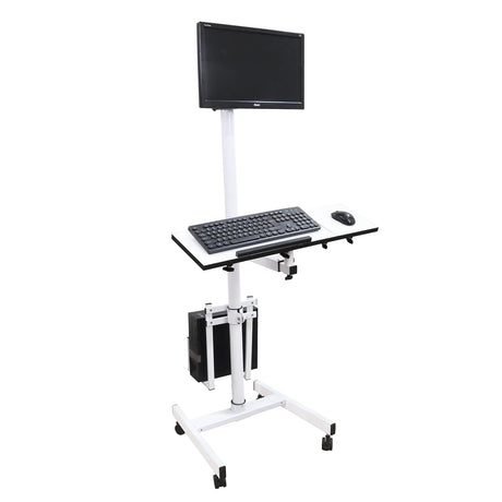 Isomars Computer Standing Desktop Workstation with Adjustable Monitor Mount White