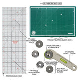 Isomars A3 Self-Healing Cutting Mat with 18 Inch Quilting Ruler & Rotary Cutter Set | Fabric Cutting Kit for Sewing, Tailoring, Quilting, Patchwork, Fashion Designing & Crafts