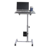 Isomars Engineered Wood Standing Table Adjustable Laptop Study Desk Grey