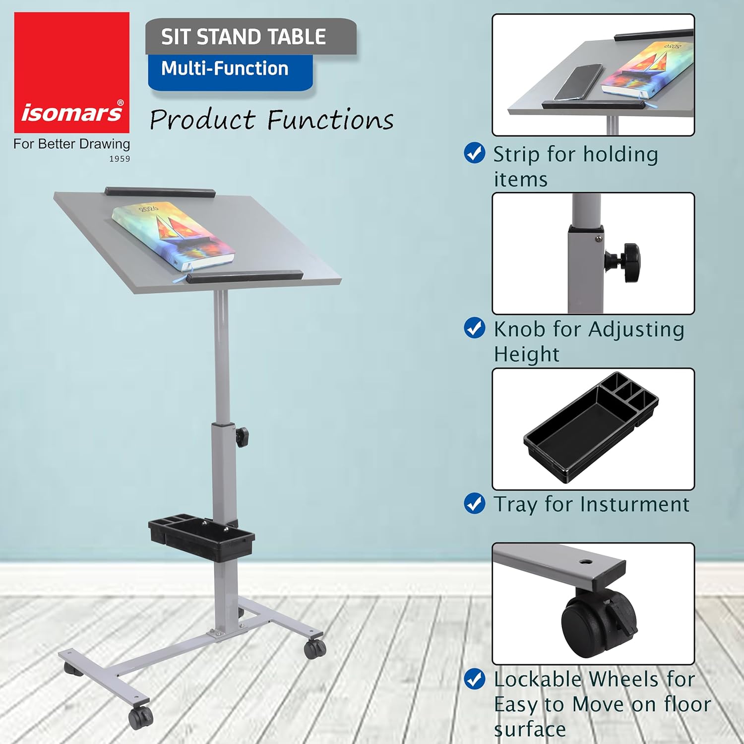 Isomars Ergonomic Work From Home Study Desk with 360 Degree Adjustable Angle