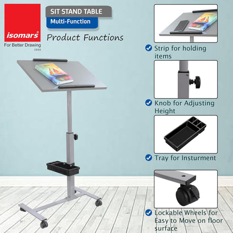 Isomars Ergonomic Work From Home Study Desk with 360 Degree Adjustable Angle