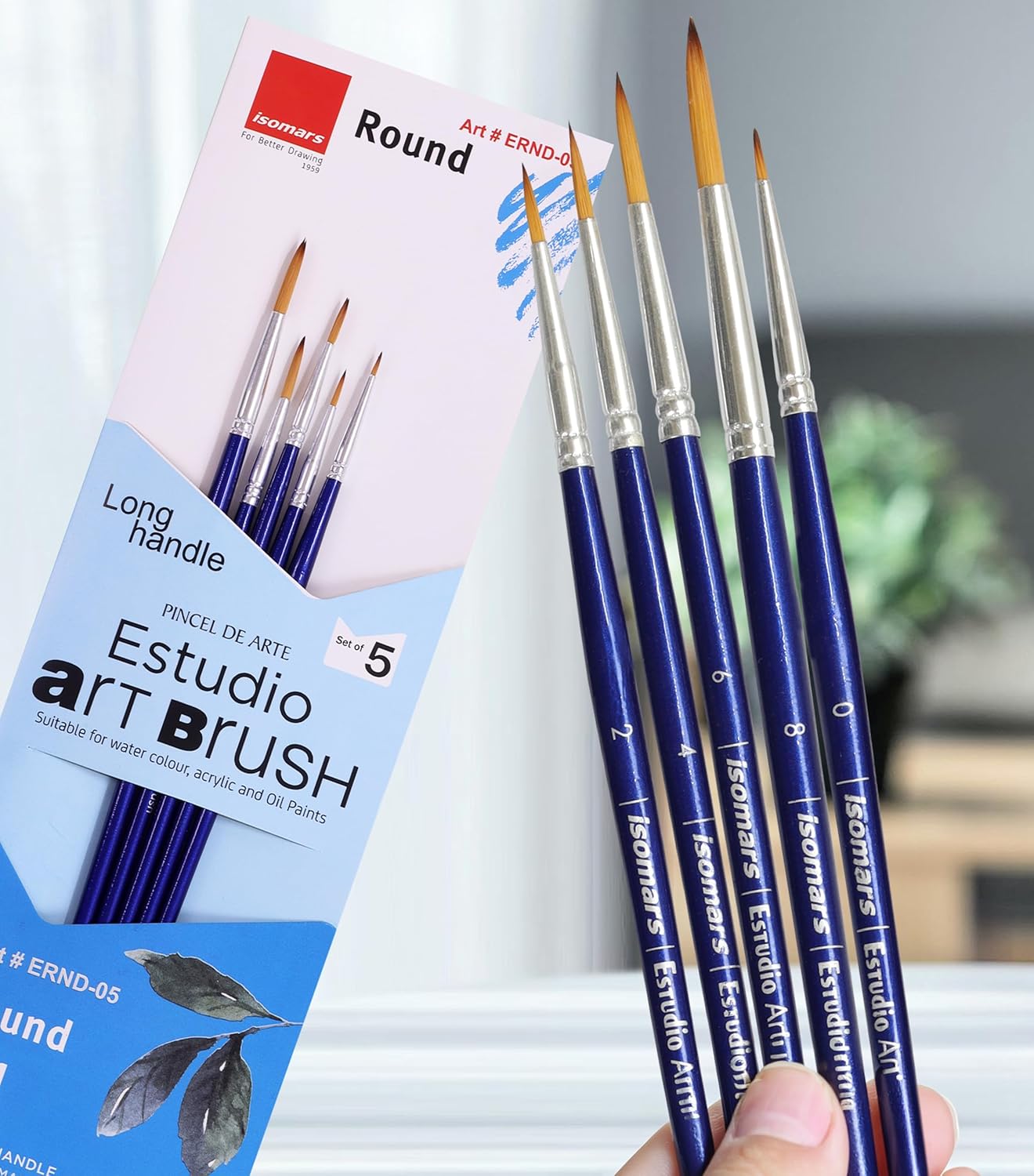 Isomars Estudio Round Paint Brushes for Acrylic Watercolor Oil Gouache and Mixed Media