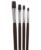 Isomars Extra Long Handle Flat Paint Brush Set Of 4 For Acrylic And Watercolor Painting