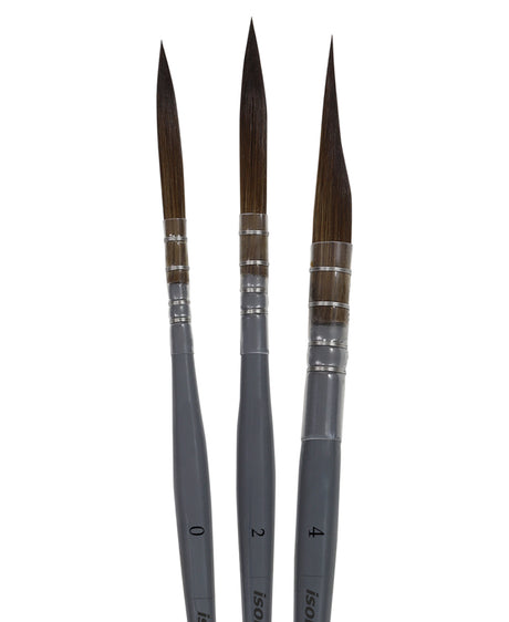 Isomars Fineline Rigger Brush Set Of 3 For Watercolor And Long Stroke Painting