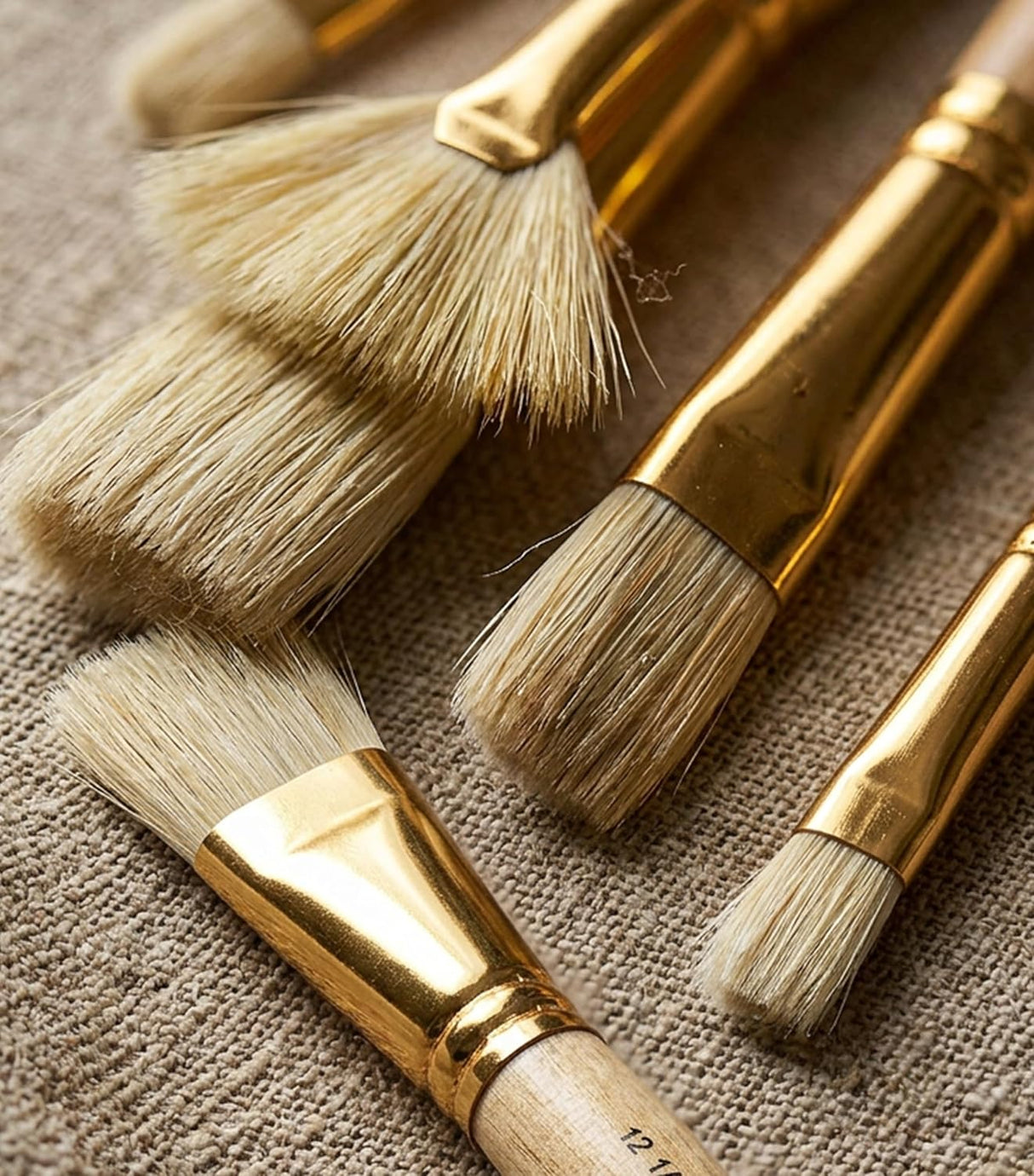 Isomars Flat Hog Hair Paint Brush Set of 8 with Fan Brush – Professional Long Handle Artist Brushes for Oil, Acrylic & Canvas Painting | Natural Bristles for Smooth, Even Strokes