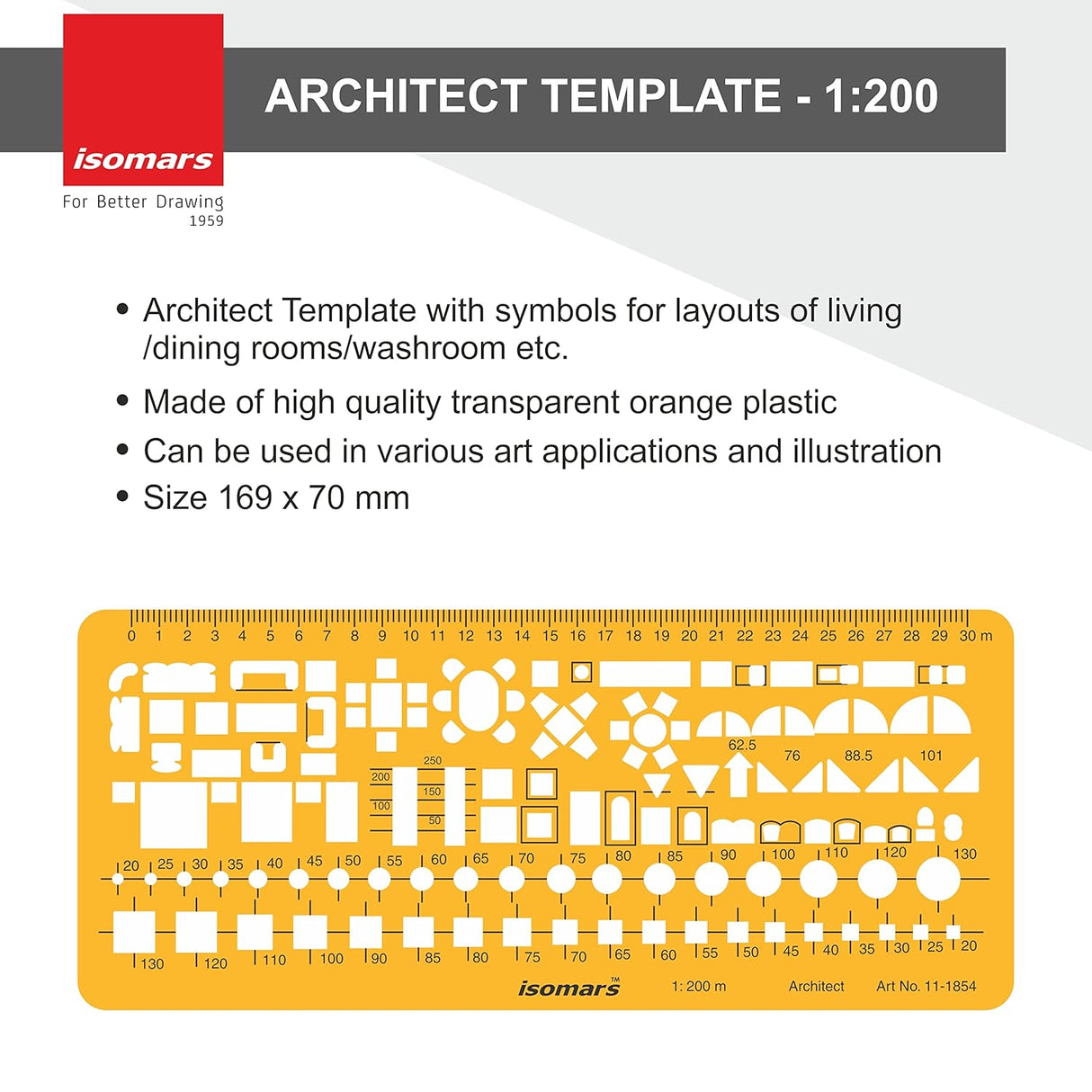 Isomars Architect Templates | Drawing Drafting Template | 1:50 | 1:100 | 1:200 | for Architecture, Furniture, House Planning | Hoise Blueprint & Mapping | Interior Designing