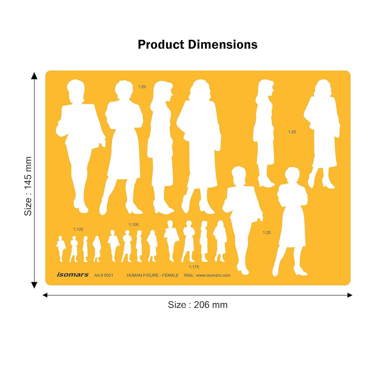 Isomars Human Figure Male & Female Template Combo, Multi Scale Architectural People Stencil Set with 40 Human Silhouettes in 1:20, 1:25, 1:100, 1:125 & 1:175 for Architecture, Interior Design, Urban Planning & Blueprint Rendering